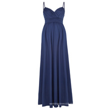 Kate Kasin Sexy Womens Bequeme Spaghetti-Trägern V-Ausschnitt Navy Maxi Mutterschaft Kleid KK000674-3